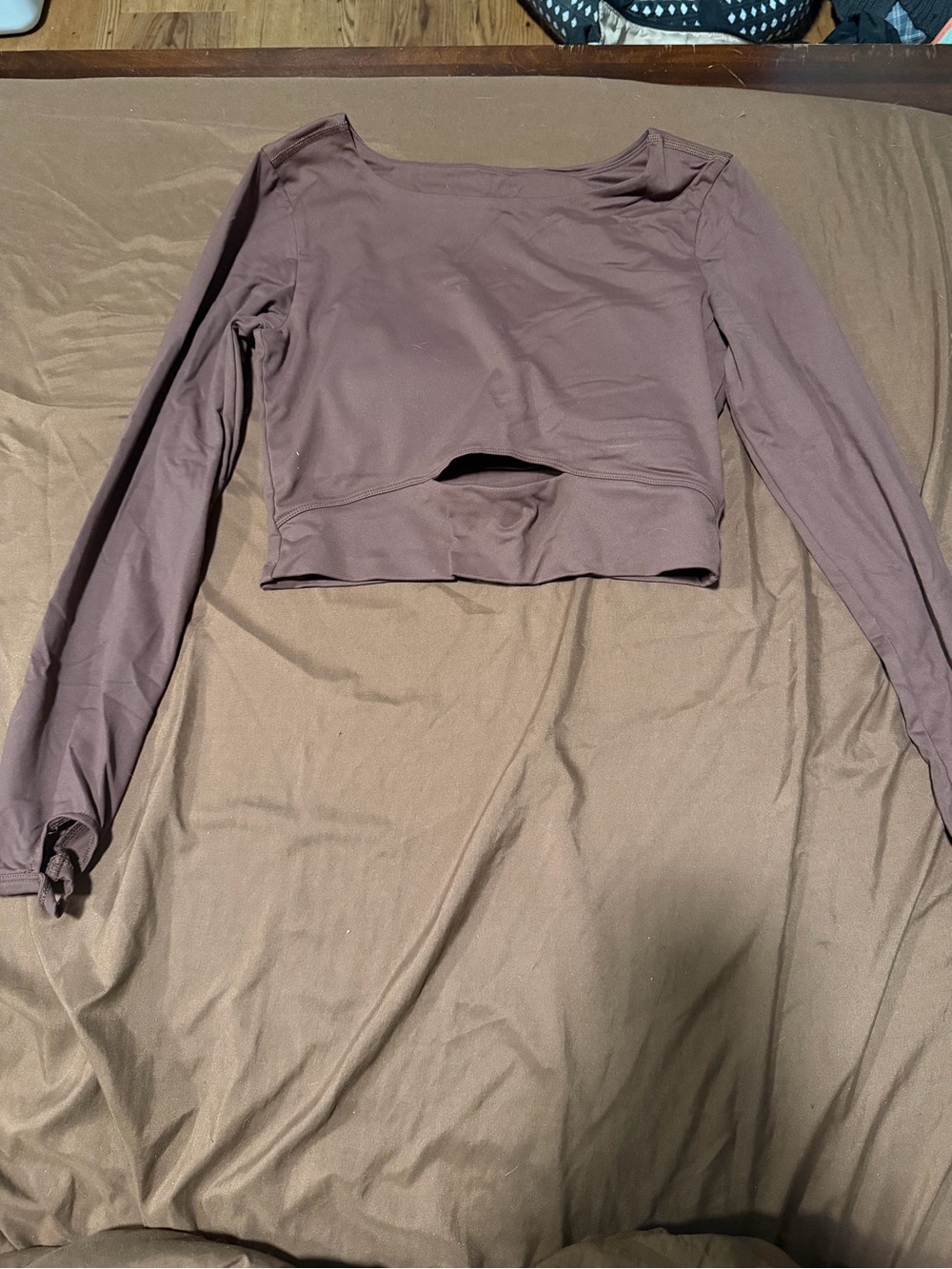 Pink Lily Brown Long Sleeve Crop Top in M